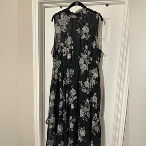 Torrid Black and Gray Floral Midi Dress